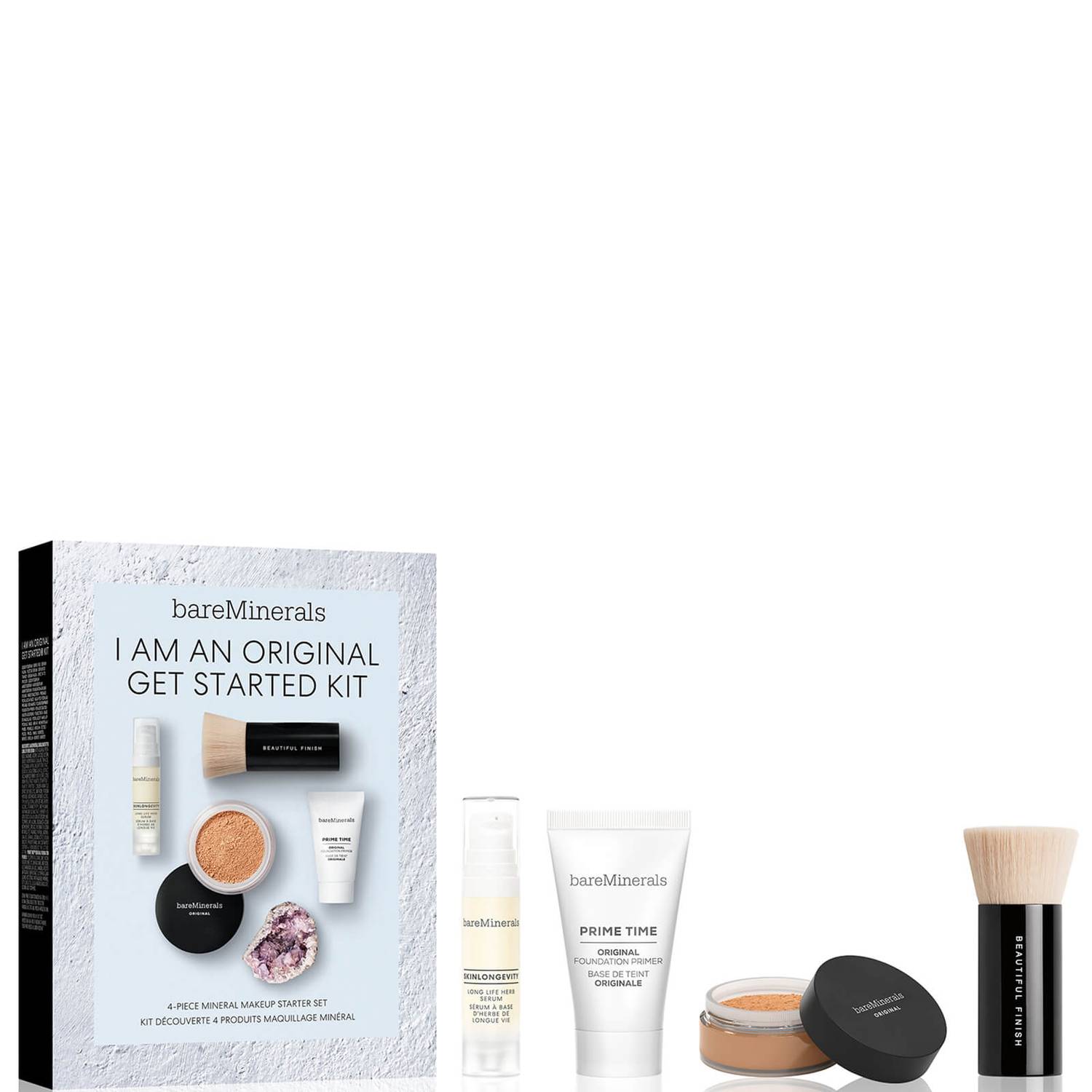 i-am-an-original-set-bareminerals-prime-time-vitamin-e-smooth-wear-foundation-primer-golden-tan-15-ml-original-liquid-foundation-spf-15-2-g-mineral-ve I Am An Original Set BareMinerals: Prime Time, Vitamin E, Smooth Wear, Foundation Primer, Golden Tan, 15 ml + + Mineral Veil, Matte Finish, Loose Setting Powder, Golden Tan, 2 g + BareMinerals, Setting, Powder Brush - Image 1